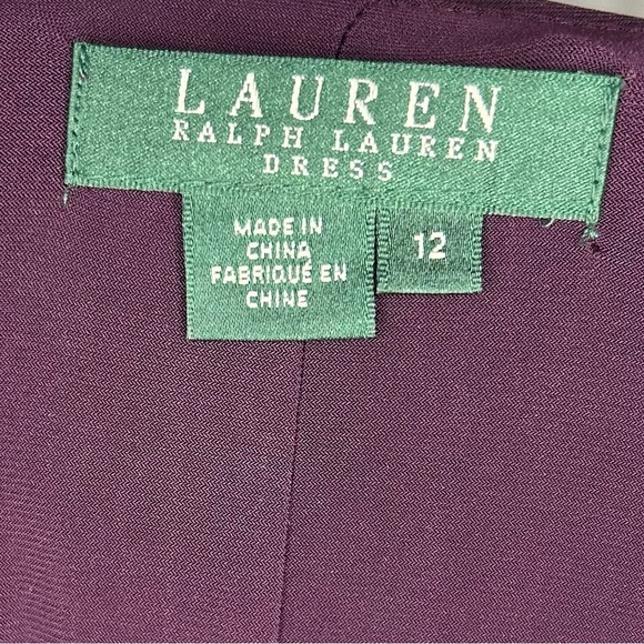 Lauren Ralph Lauren Purple White Polka Dot Faux Wrap Dress Midi Size 12 Preppy - Picture 5 of 9